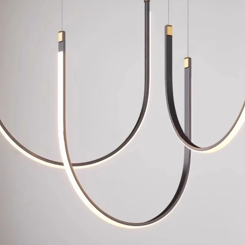 lustre design moderne en forme de u pour espaces industriels et créatifs