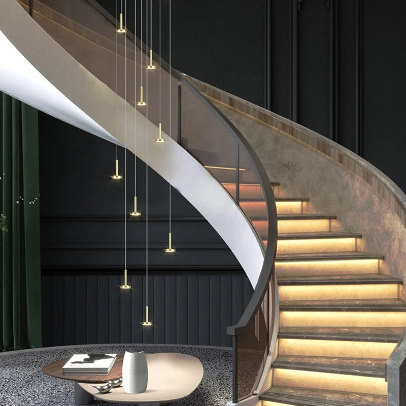 lustres modernes led pour escalier de luxe et cafés