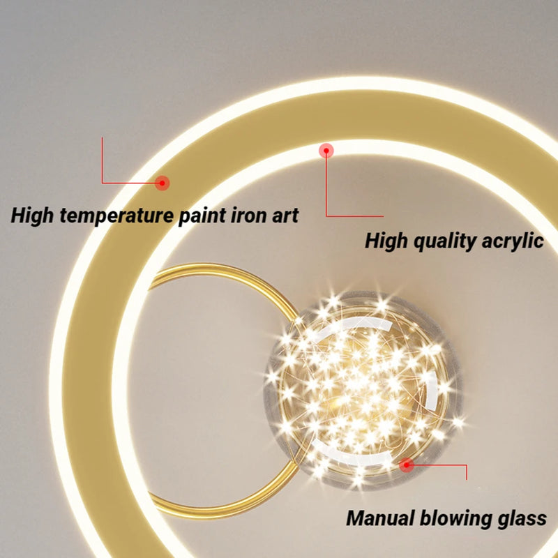 lustre led moderne de luxe avec boules de verre dorées