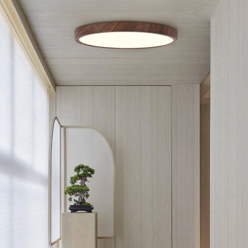 lustre nordique en bois massif avec lumières led simples