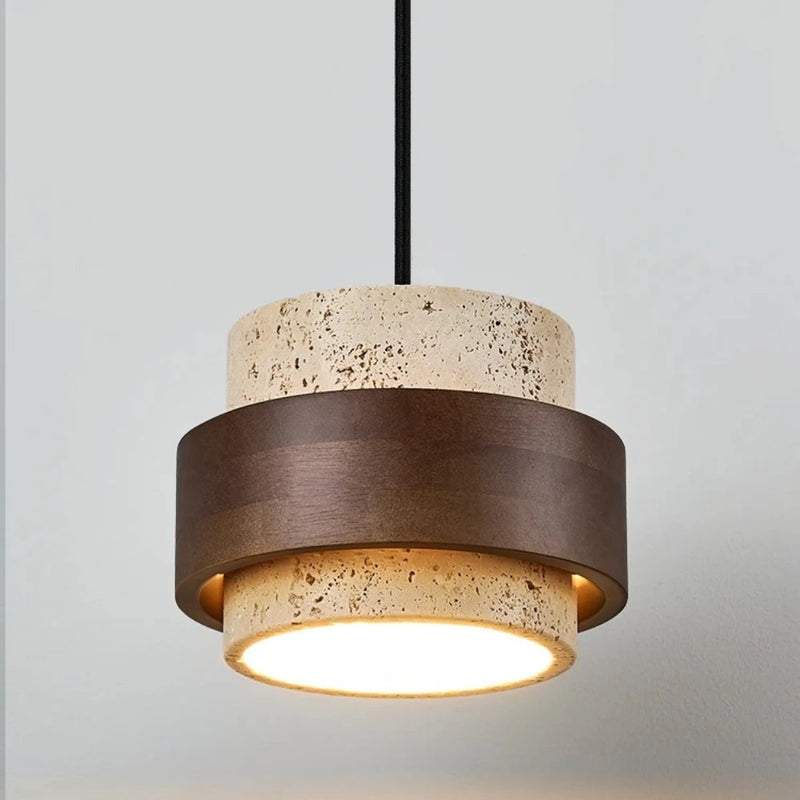 lustre moderne en bois et marbre pour décoration élégante