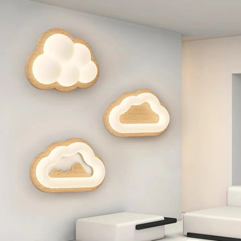 applique murale en bois massif nuage pour chambre d enfant