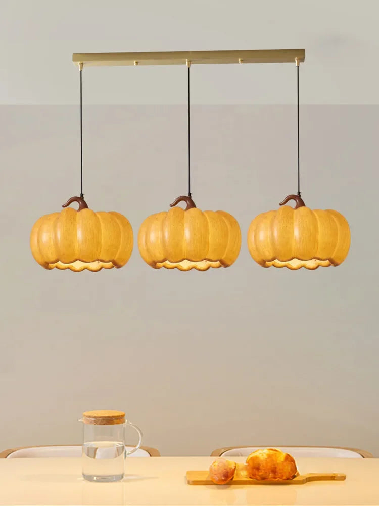 Designer Restaurant Island LED Chandelier Retro Resin Pumpkin Lamp Bedroom Wabi Sabi Pendant Lamps Home Decoration Light Fixture