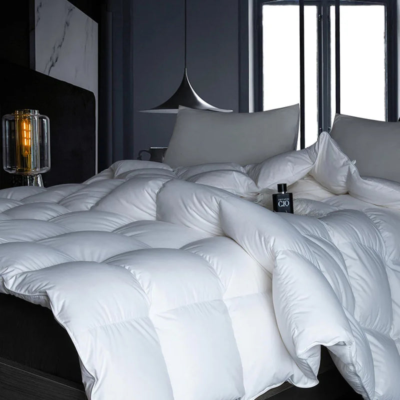 couette en duvet d'oie ultra douce pour lit king et queen taille quatre saisons