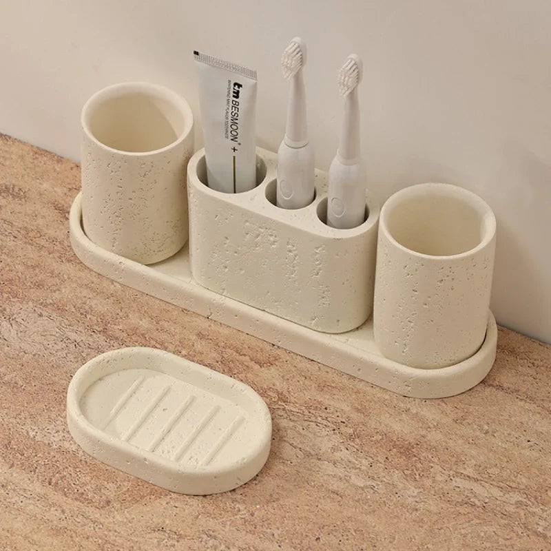 accessoires de salle de bain en grès pour rangement et décoration