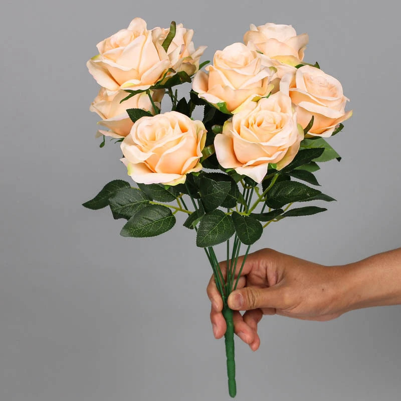 bouquet de roses artificielles en soie pour décoration intérieure