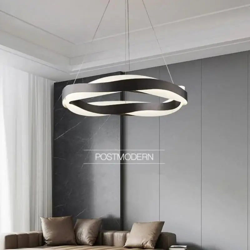 lustre moderne en acier led avec suspension en acrylique