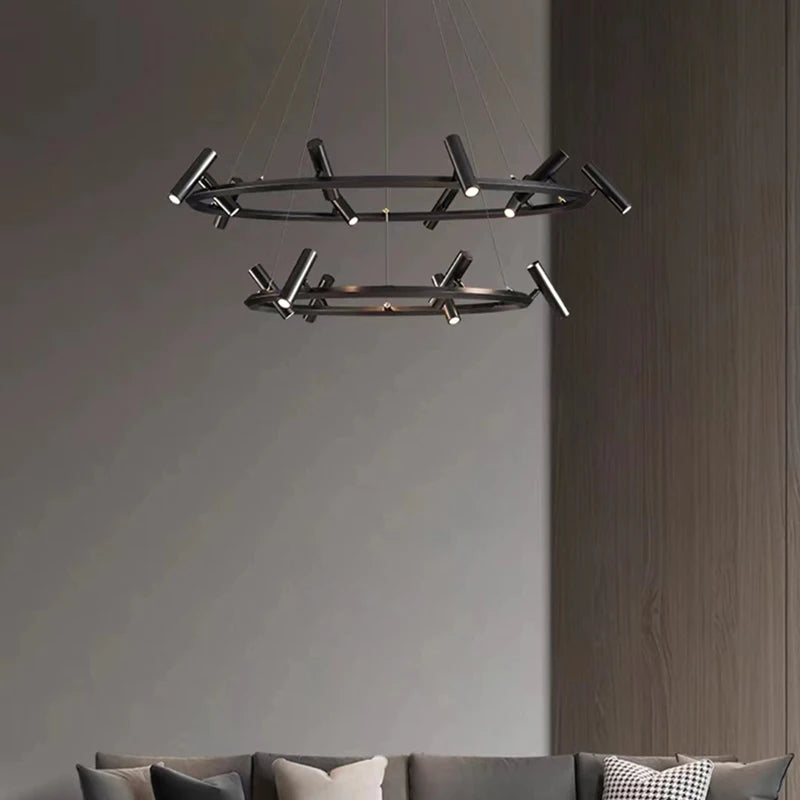 lustre minimaliste en métal avec hauteur réglable pour divers espaces