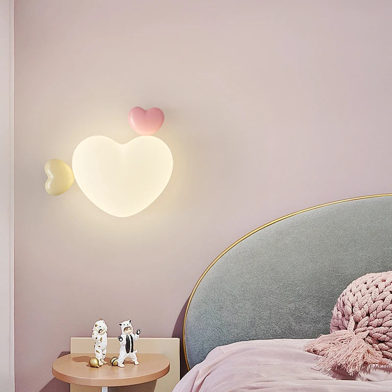 applique murale led romantique couronne coeur nuage pour enfants