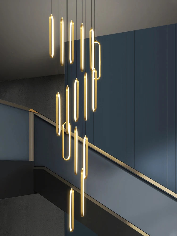 lustre ovale led minimaliste pour duplex hôtel penthouse