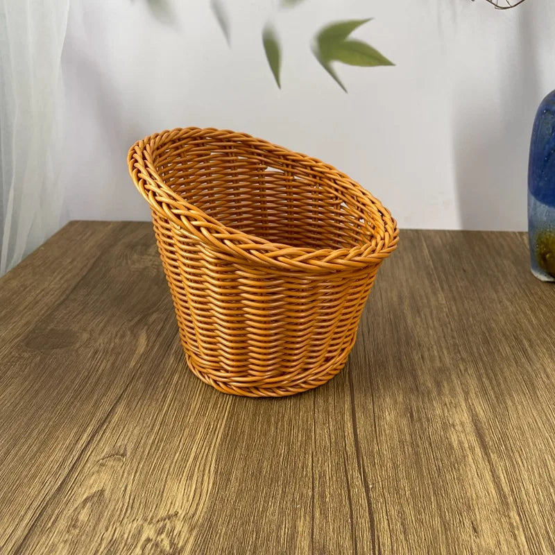 panier en rotin tissé pour fruits et rangement décoratif