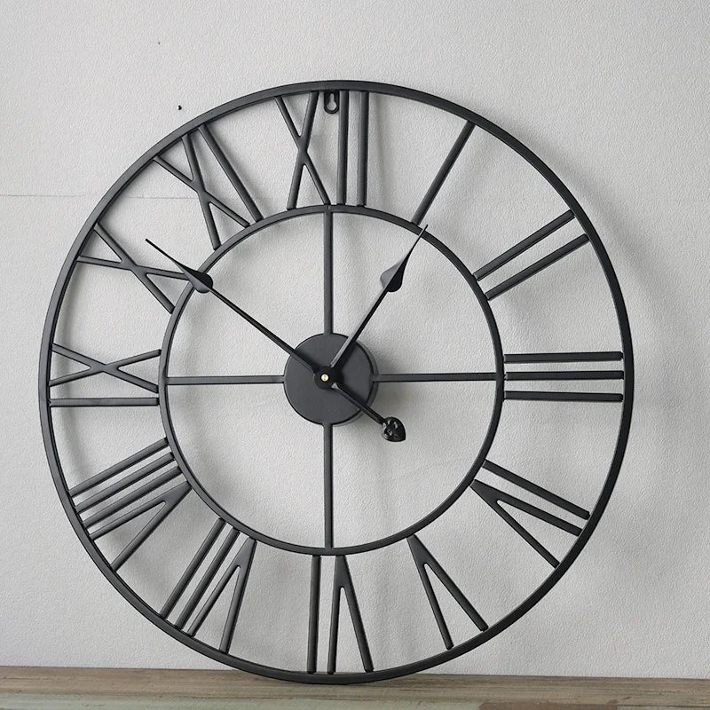 horloge murale moderne 3D rétro avec chiffres romains décoration intérieure