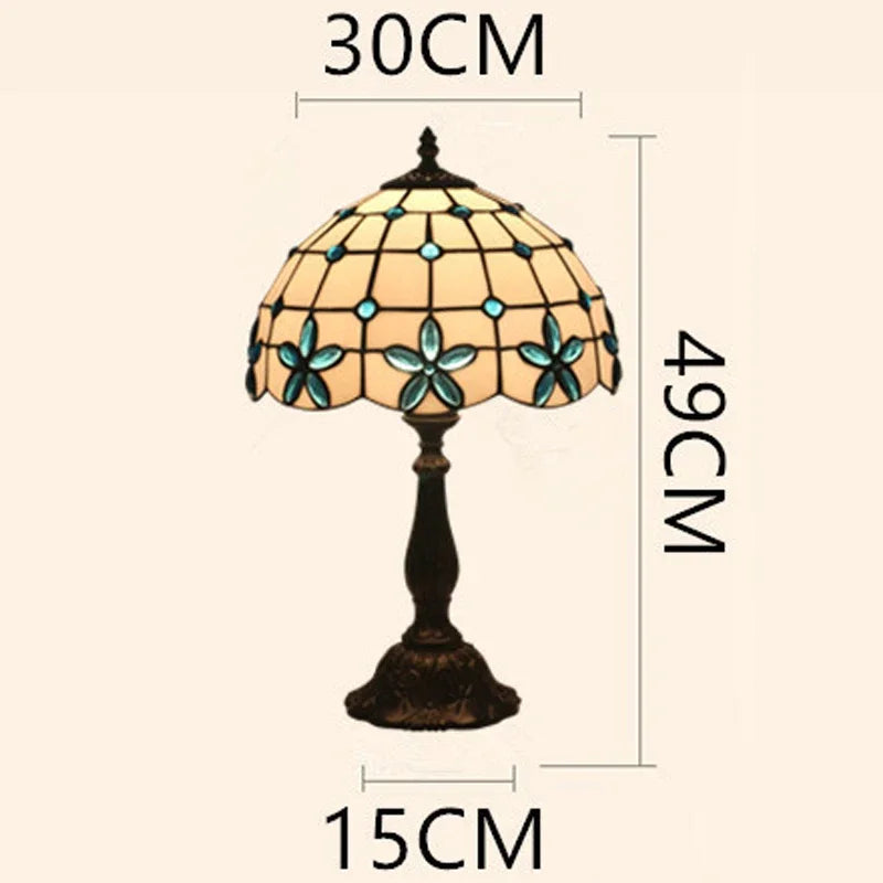 lampe de chevet en verre teinté style méditerranéen décoratif