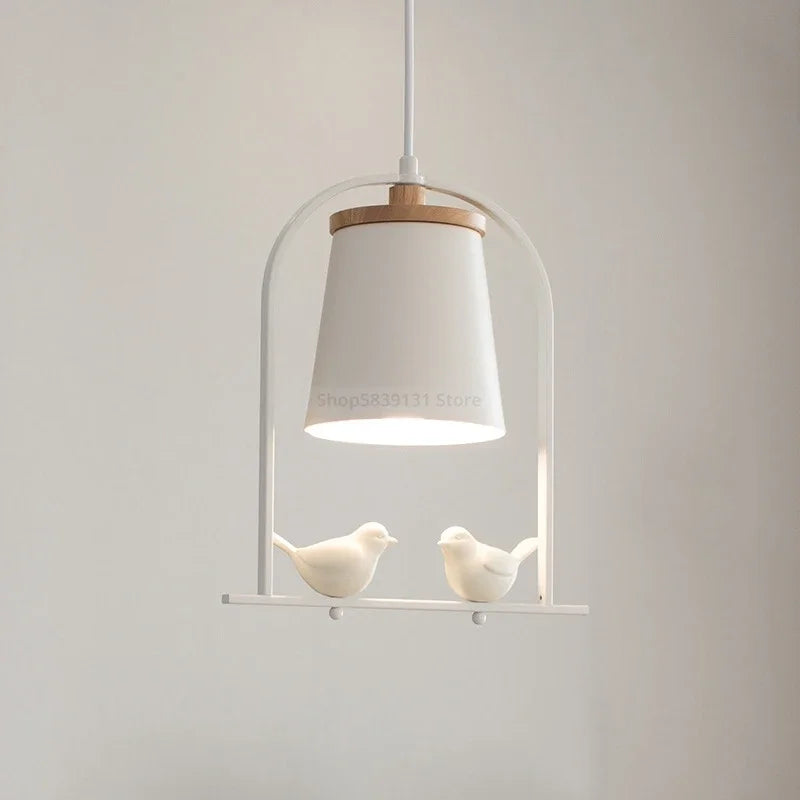 Suspension minimaliste nordique oiseau led moderne