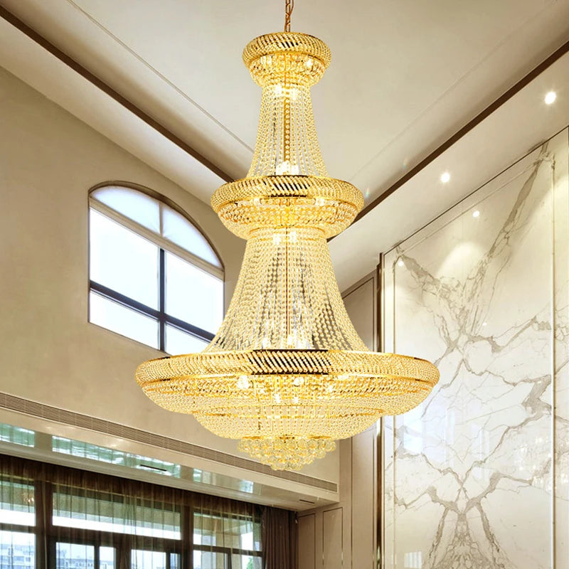 lustre moderne en cristal led pour hall d'entrée luxueux