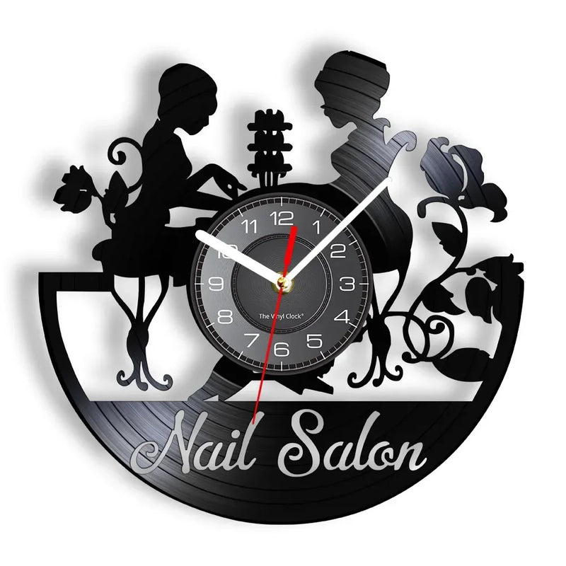 horloge murale vinyle pour salon de manucure et beauté