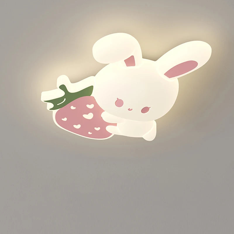 plafonnier lapin aux fraises pour chambre d'enfant décoration lumineuse