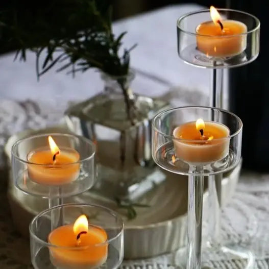 ensemble de bougeoirs en verre pour décoration de table élégante