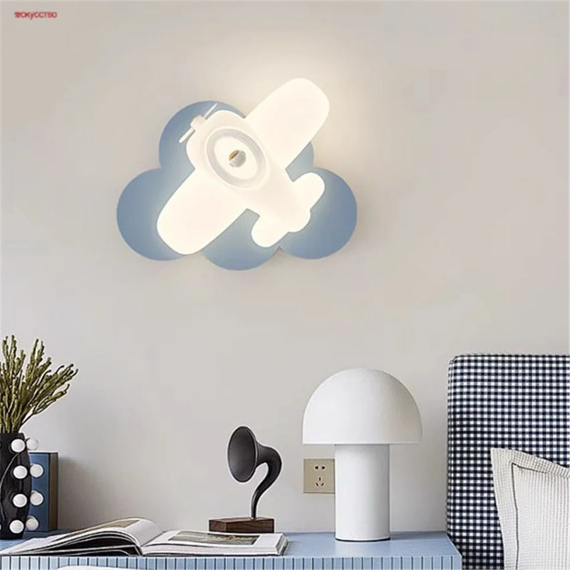 applique murale led en forme d'avion ou d'étoile pour enfants