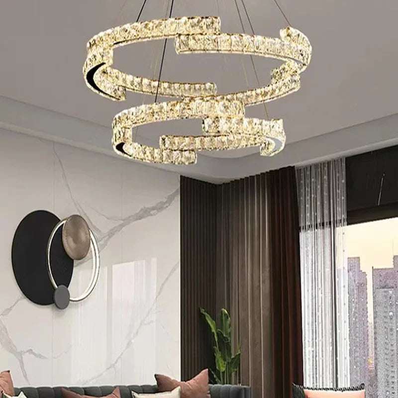 lustre moderne à led en cristal design élégant pour intérieur