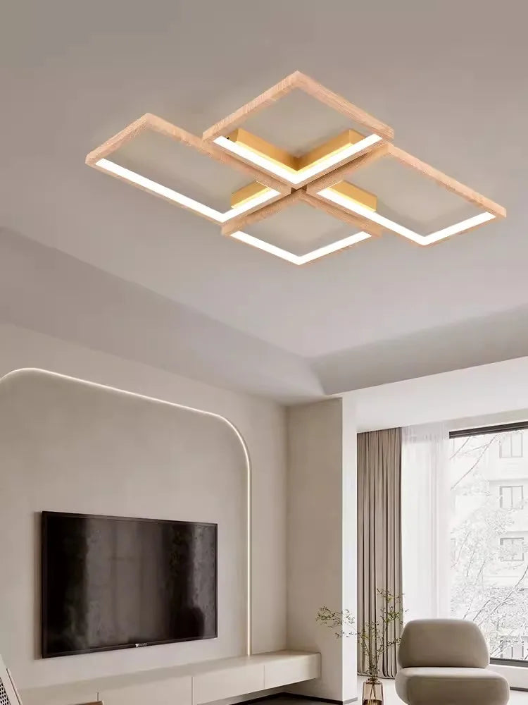 plafonnier led design moderne en métal et bois élégant