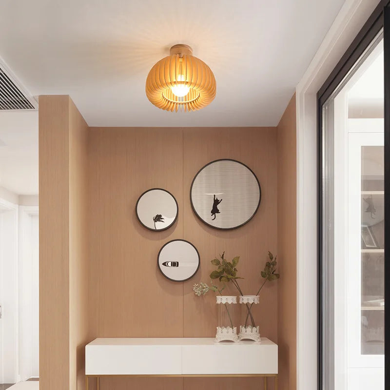 plafonnier led en bois massif design minimaliste moderne