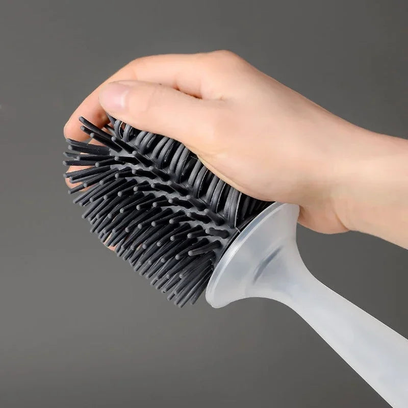 ensemble de brosses rechargeables pour nettoyage en silicone avec support mural