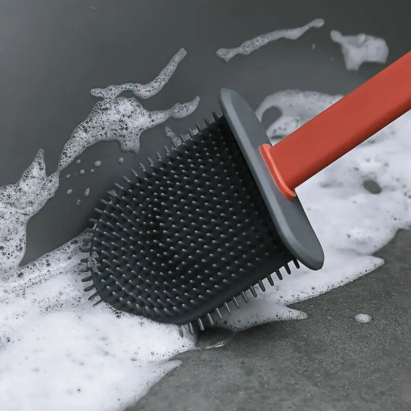 brosse en silicone avec support et poils souples pour nettoyage rapide