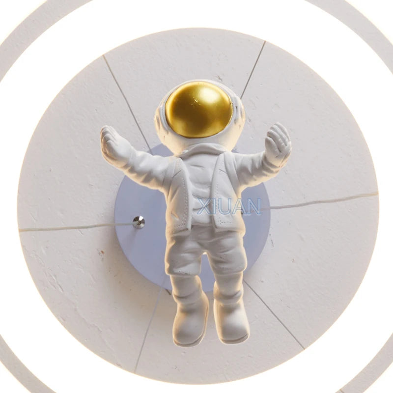 Creative Children's Room Pendant Lamps 360 Degree Lighting Annular Sconces Unicorn Astronaut Bedroom Hanging Light Pink Blue