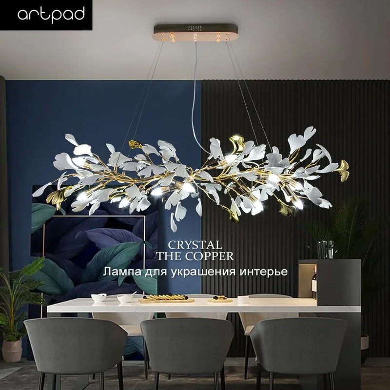 lustre en feuille de ginkgo pour décoration intérieure