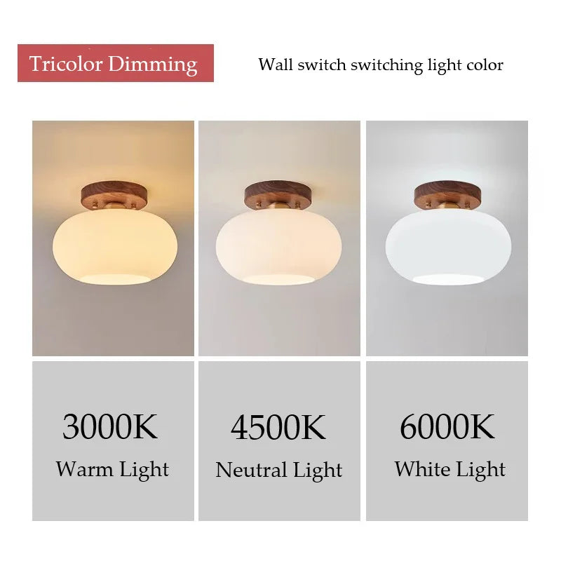 Walnut Wood ceiling light, Wabi-sabi Modern style, Aisle lighting for Bedroom, Living, Corridor, Aisle balcony, Entrance Hall