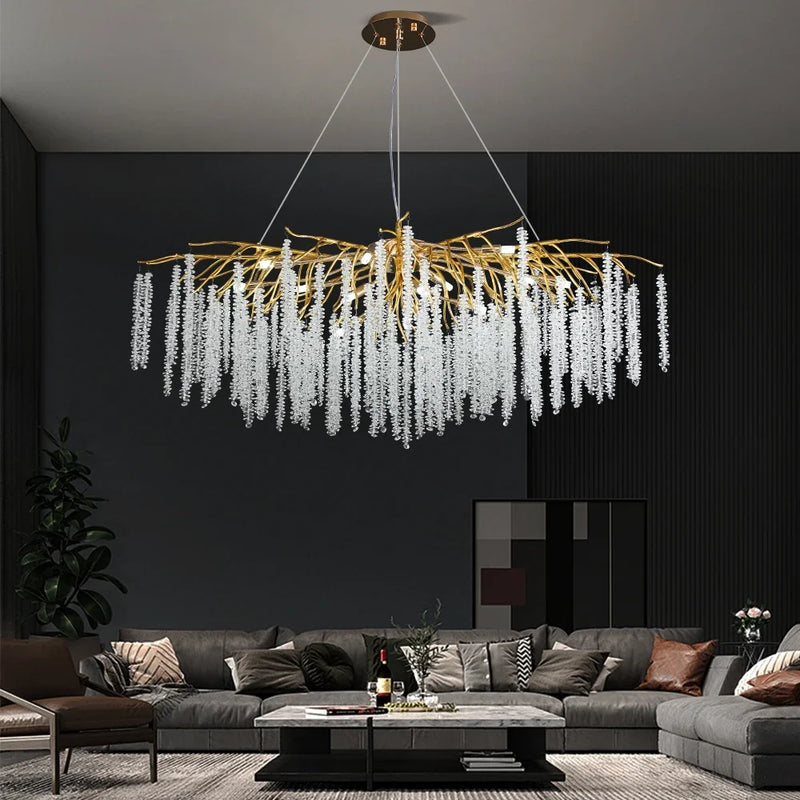 lustre suspendu en verre cristal design moderne pour décoration intérieure