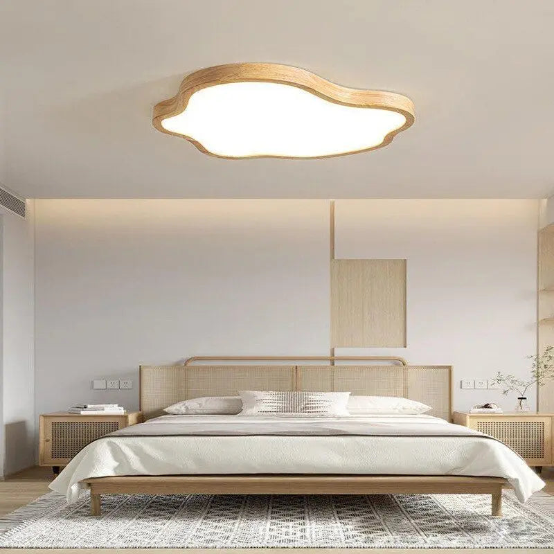 plafonnier led nordique en bois forme nuage éclairage décoratif moderne