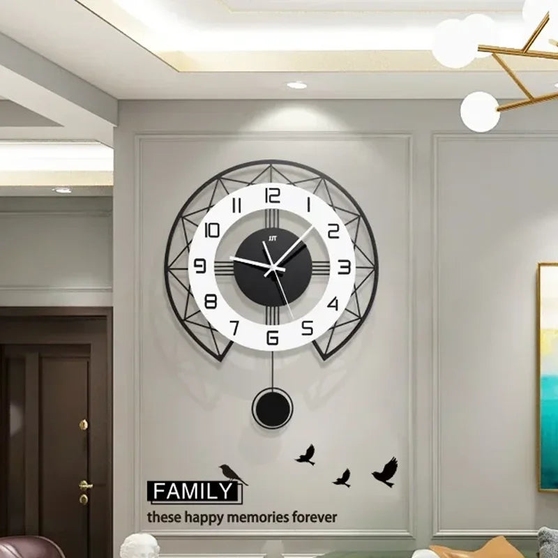 horloge murale pivotante créative design silencieuse pour décoration intérieure