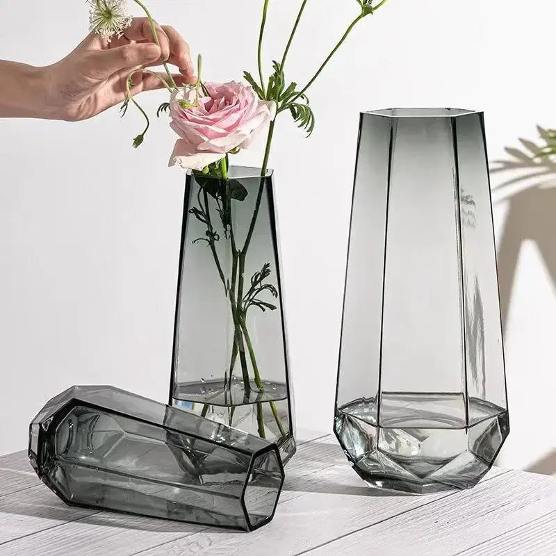 vase créatif en verre transparent pour fleurs décoratives