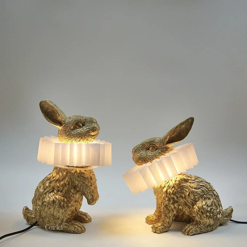 lampe de chevet lapin en résine style nordique décorative et moderne