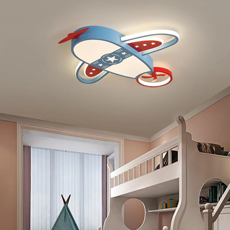 lustre avion moderne pour enfants avec éclairage télécommandé