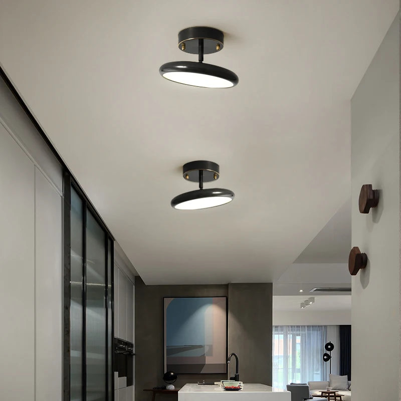 plafonnier moderne en cuivre noir design rond pour intérieur