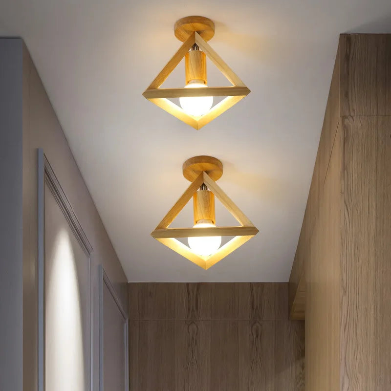 plafonnier nordique en bois led avec 3 températures de lumière