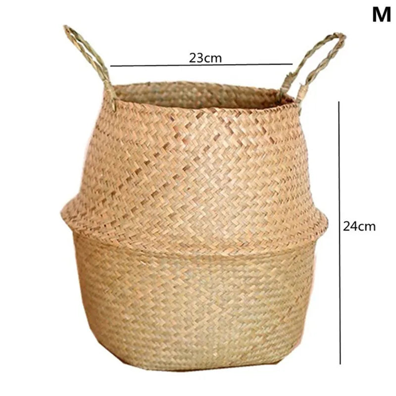 panier en paille pour plantes d'intérieur et d'extérieur