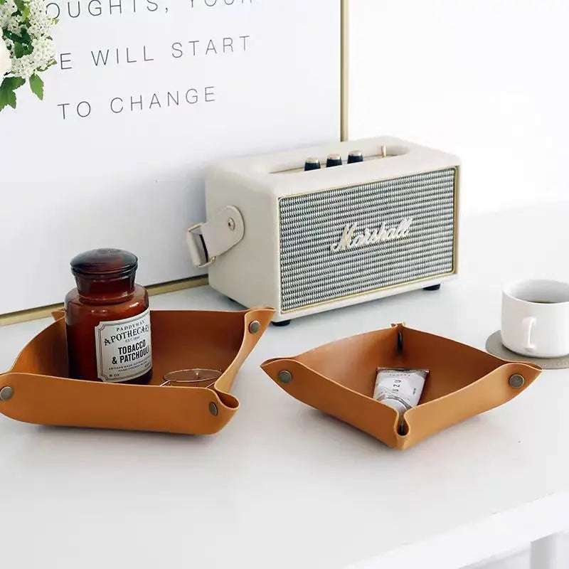 boîte de rangement en cuir pour clés et cosmétiques