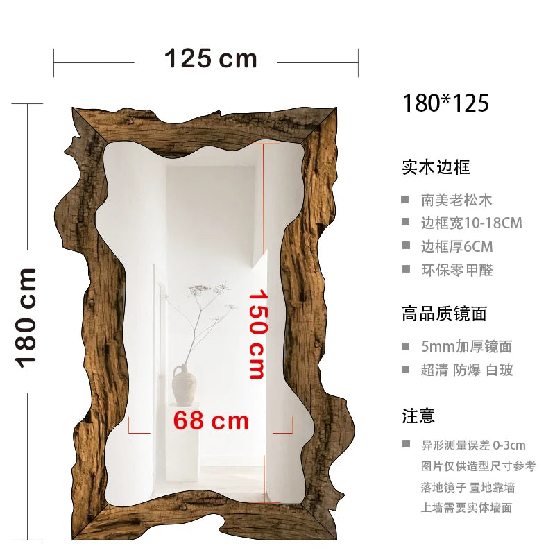 miroir moderne de luxe sur pied en bois décoratif pour la maison