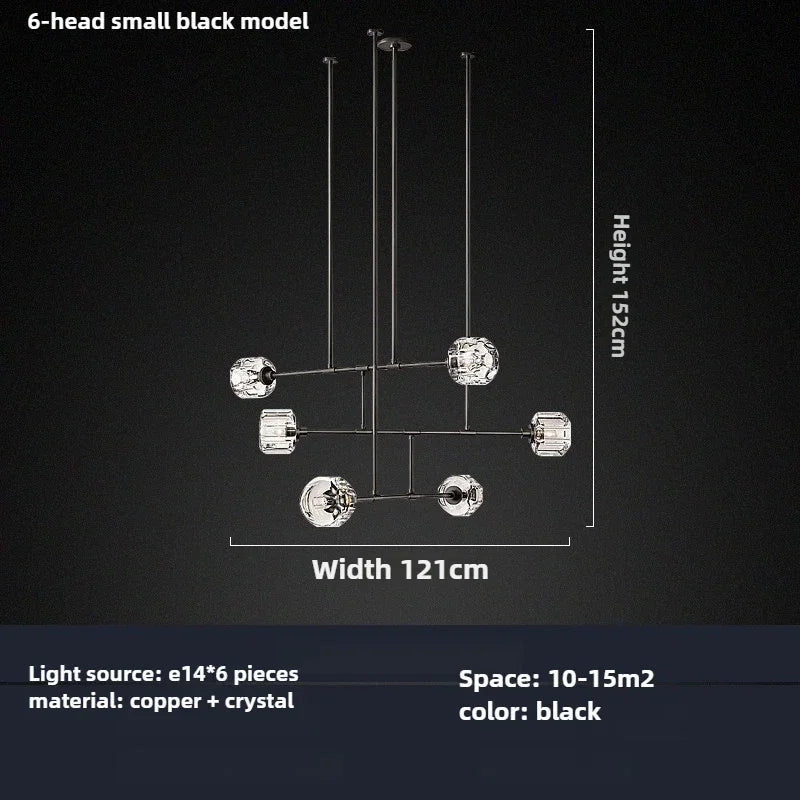 lustre en cristal de style américain en cuivre moderne