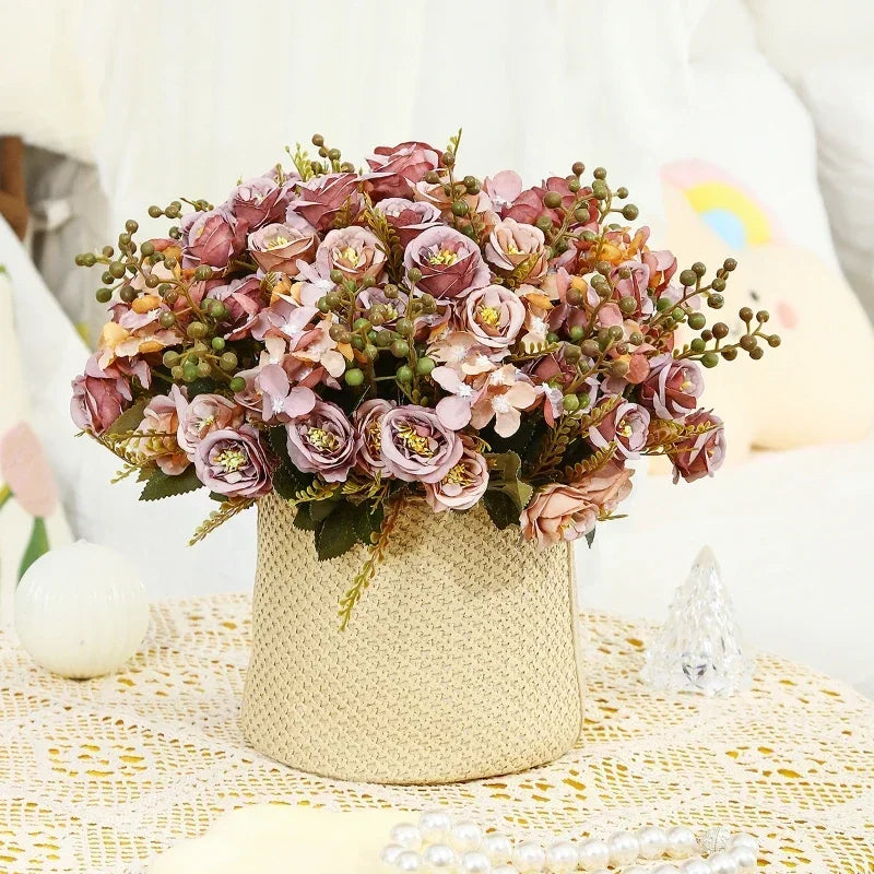 bouquet de roses artificielles en soie pour la fête de saint-valentin