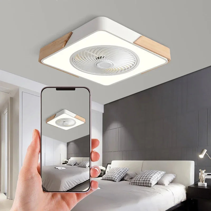 plafonnier moderne ventilateur led ultra mince télécommande design intelligent