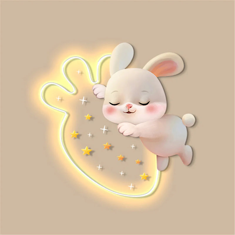 applique murale lapin aux fraises pour chambre d'enfant décorative