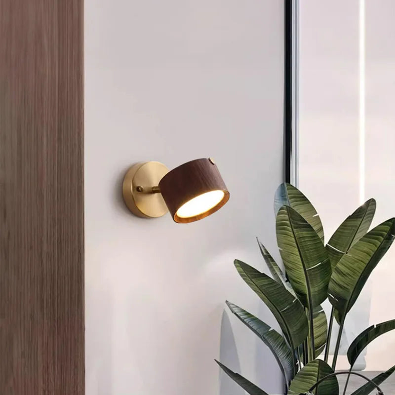 Walnut wood and Brass base, Modern Wabi-sabi, Indoor Sconces Wall Lighting for Corridor, Hallway, Foyer, living room, Bedroom