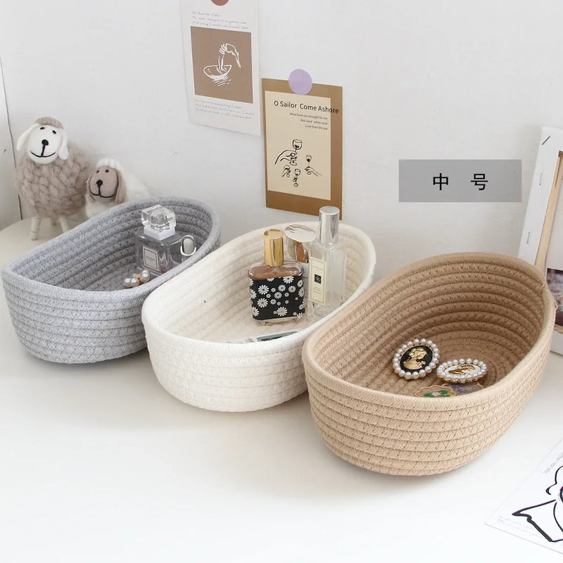 paniers en corde de coton pour rangement et organisation des objets