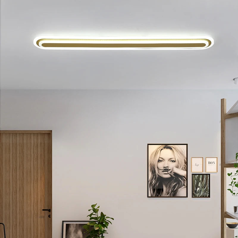 lustre nordique led moderne minimaliste ligne lumineuse allée balcon