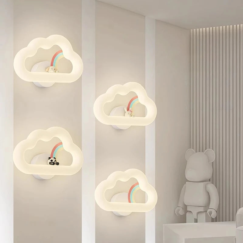 applique murale nuage arc-en-ciel à led pour chambre d'enfant